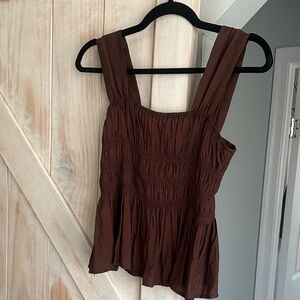 Moon River Chocolate Brown Sleeveless Blouse